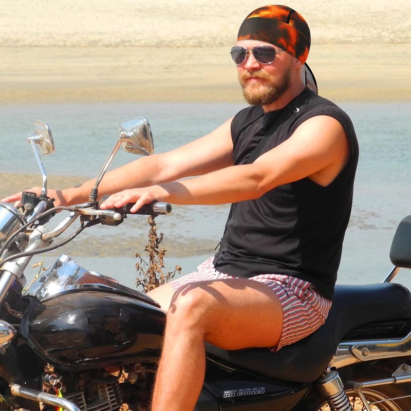 DOCILA 4 Pcs Do Rags Skull Caps for Men Fashion Sweat Wicking Helmet Liner Beanie Breathable Motorcycle Cycling Sports Cap - Image 2